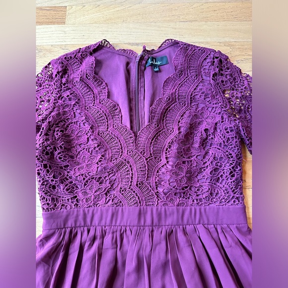 Lulus angel in disguise lace skater dress burgundy - Picture 6 of 7